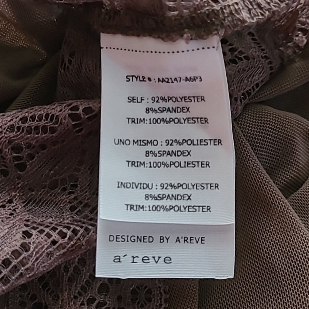 NWT A'reve Lace & Mesh Sheer Stretchy Crop Top in Brown Size Large - Picture 14 of 14